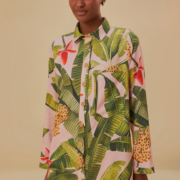 NWT FARM RIO Pink Banana Leaves Romper - Picture 2 of 7